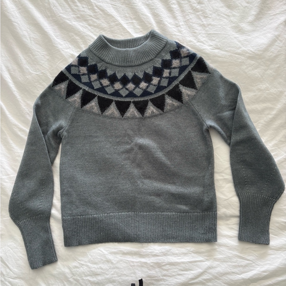 Ann Taylor Fair Isle Cozy Green Knit Sweater